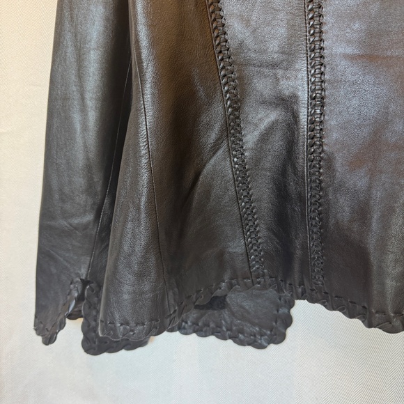 Zelda Black Imported Lamb Leather Whipstitch Open Jacket Size 12 - Picture 9 of 11